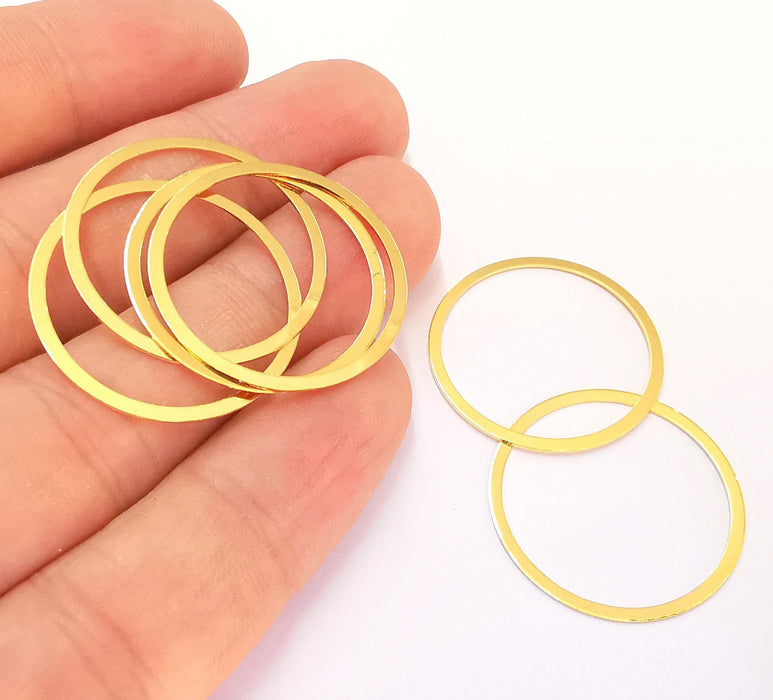 4 Circle Findings 24k Shiny Gold Plated Brass Findings , Nickel free and Lead free (28mm)  G22041