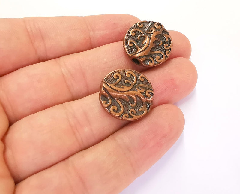 2 Copper Double Side Charms Antique Copper Plated Charms (20mm)  G22042