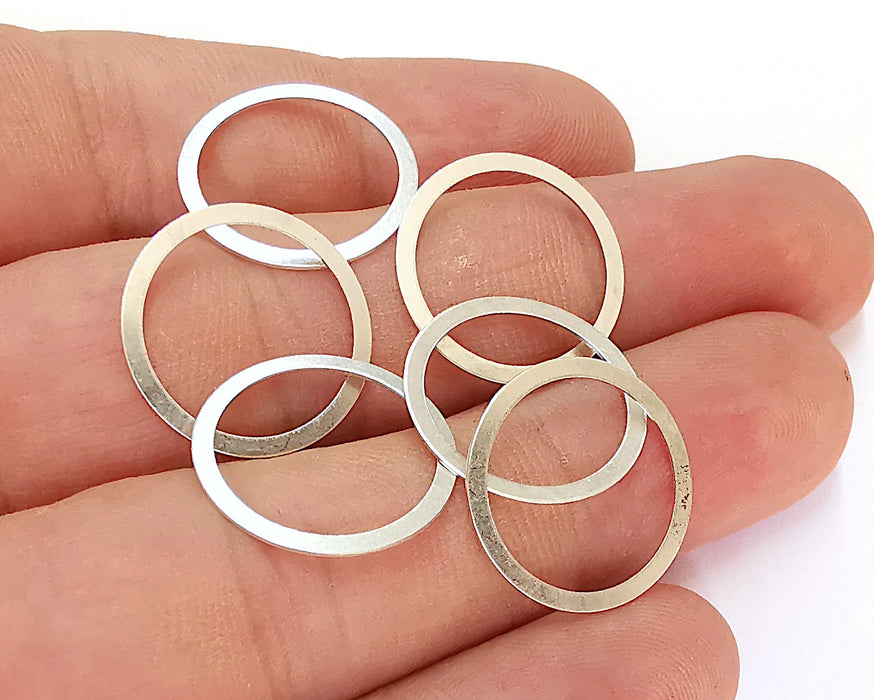 10 Silver Circle Findings Antique Silver Plated Brass Circle (19 mm)  G22043