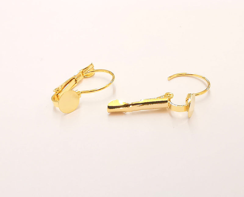 4 Gold Earring Hook Blank 24k Shiny Gold Plated Brass Earring Hook Findings , 4 Pcs (2 pairs) Nickel free and lead free G22048