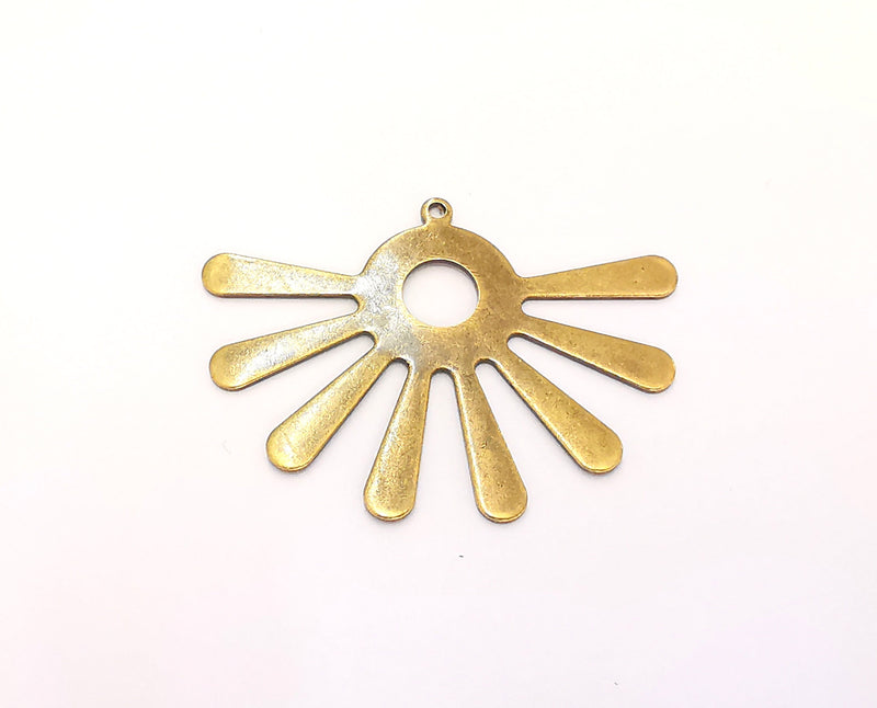 2 Sun Charms Blank Bezel Resin Bezel Mosaic Mountings Antique Bronze Plated Charms (44x32mm) G22050