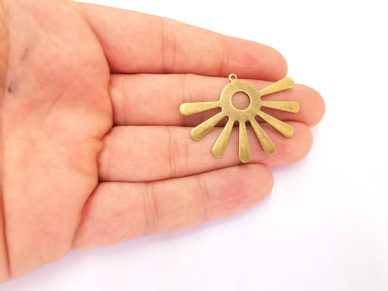 2 Sun Charms Blank Bezel Resin Bezel Mosaic Mountings Antique Bronze Plated Charms (44x32mm) G22050