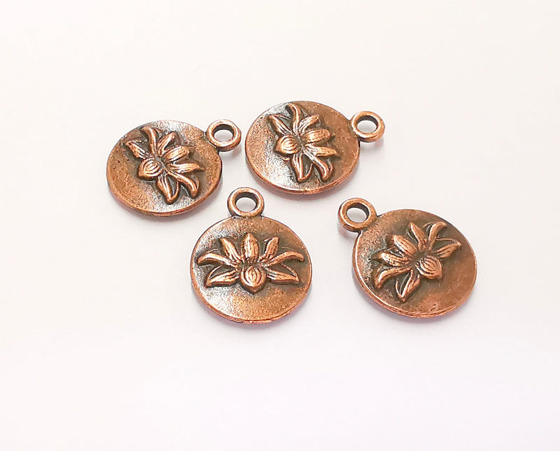 10 Lotus Charms Flower Charms Antique Copper Plated Charms (Double Sided) (16x12mm)  G22049