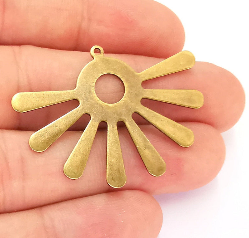 2 Sun Charms Blank Bezel Resin Bezel Mosaic Mountings Antique Bronze Plated Charms (44x32mm) G22050