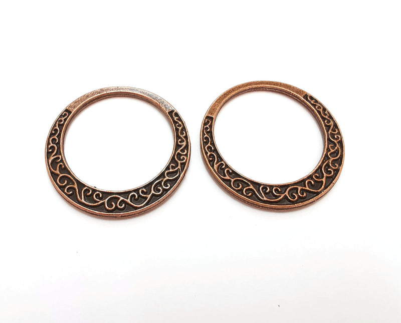 2 Circle Charms Double Sided Findings Antique Copper Plated Circle (35 mm)  G21623