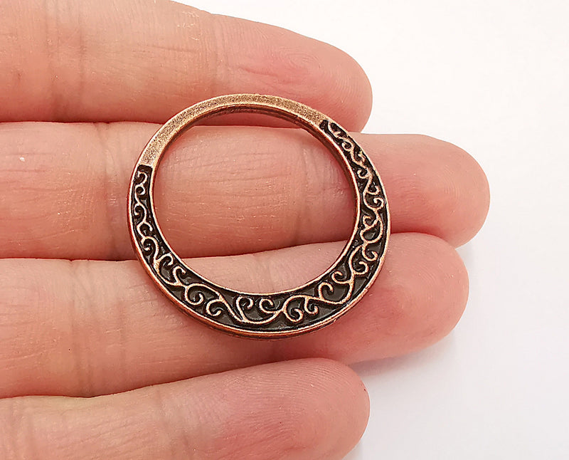 2 Circle Charms Double Sided Findings Antique Copper Plated Circle (35 mm)  G21623