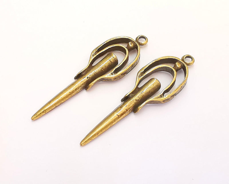 2 Antique Bronze Charms Antique Bronze Plated Charms (56x17mm)  G22051