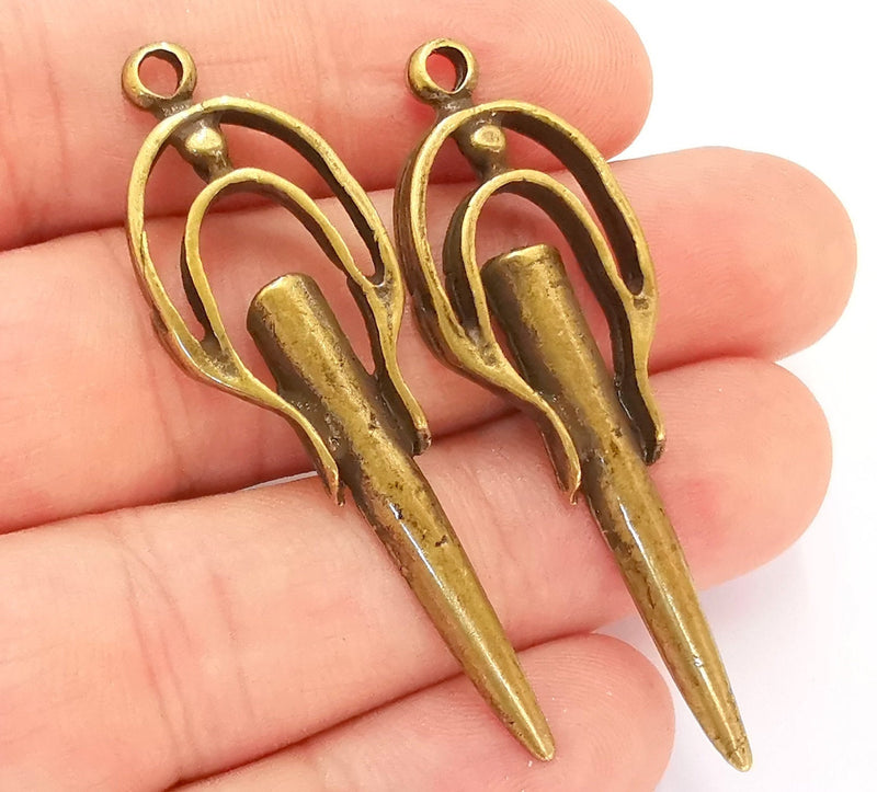 2 Antique Bronze Charms Antique Bronze Plated Charms (56x17mm)  G22051