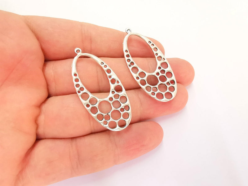 2 Antique Silver Charms Antique Silver Plated Charms (46x21mm)  G22065