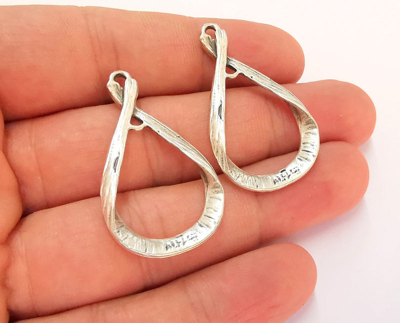 2 Antique Silver Charms Antique Silver Plated Charms (39x23mm)  G22068