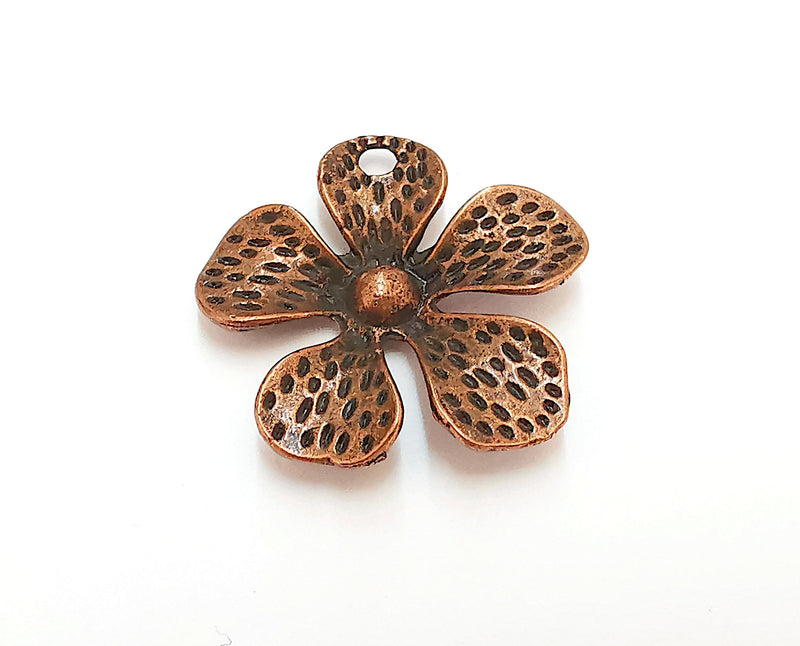 2 Flower Charms Antique Copper Plated Charms (32x32mm)  G21634