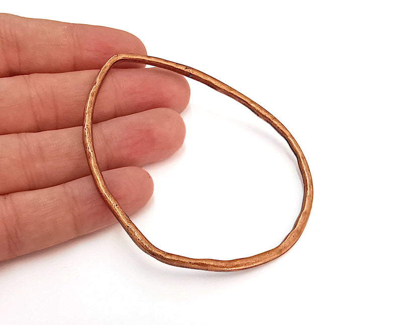 2 Hammered Drop Findings Antique Copper Plated Findings (69x59mm)  G21637