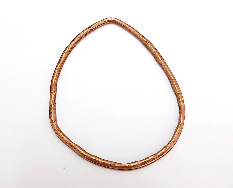 2 Hammered Drop Findings Antique Copper Plated Findings (69x59mm)  G21637