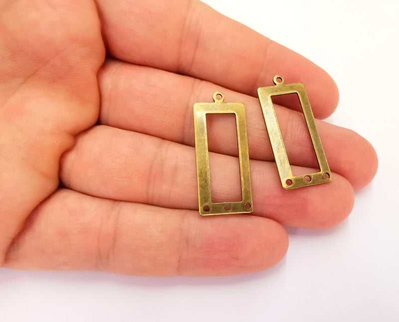 4 Rectangle Connector Charm Antique Bronze Charm Antique Bronze Plated Metal  (33x14mm) G22091