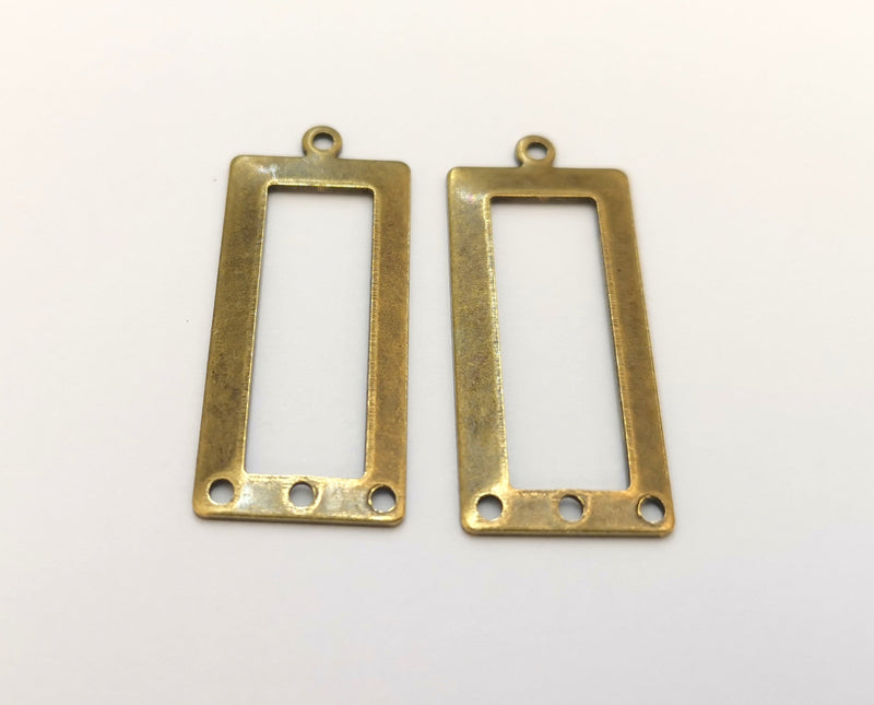 4 Rectangle Connector Charm Antique Bronze Charm Antique Bronze Plated Metal  (33x14mm) G22091