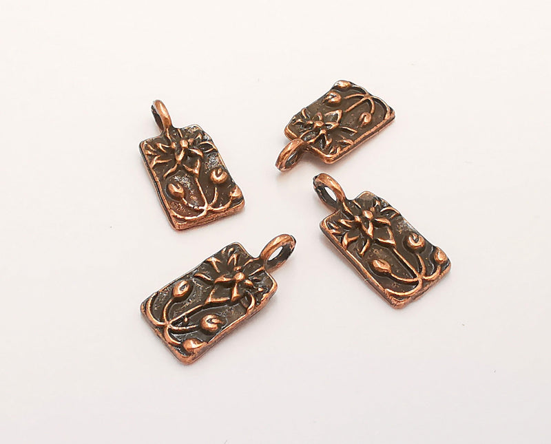 6 Lotus Charms Flower Charms Antique Copper Plated Charms (18x9mm)  G22096
