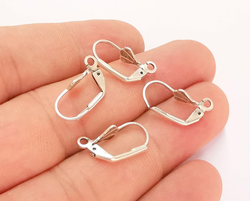 Earring Hook with Loop 10 Pcs (5 pairs)  Antique Silver Plated Brass Earring Hook ,Findings G22097