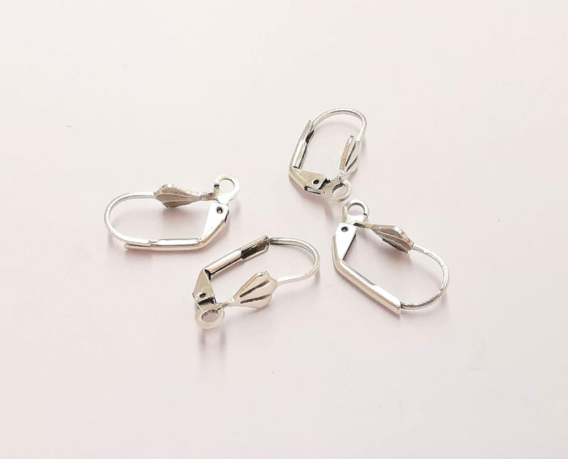 Earring Hook with Loop 10 Pcs (5 pairs)  Antique Silver Plated Brass Earring Hook ,Findings G22097