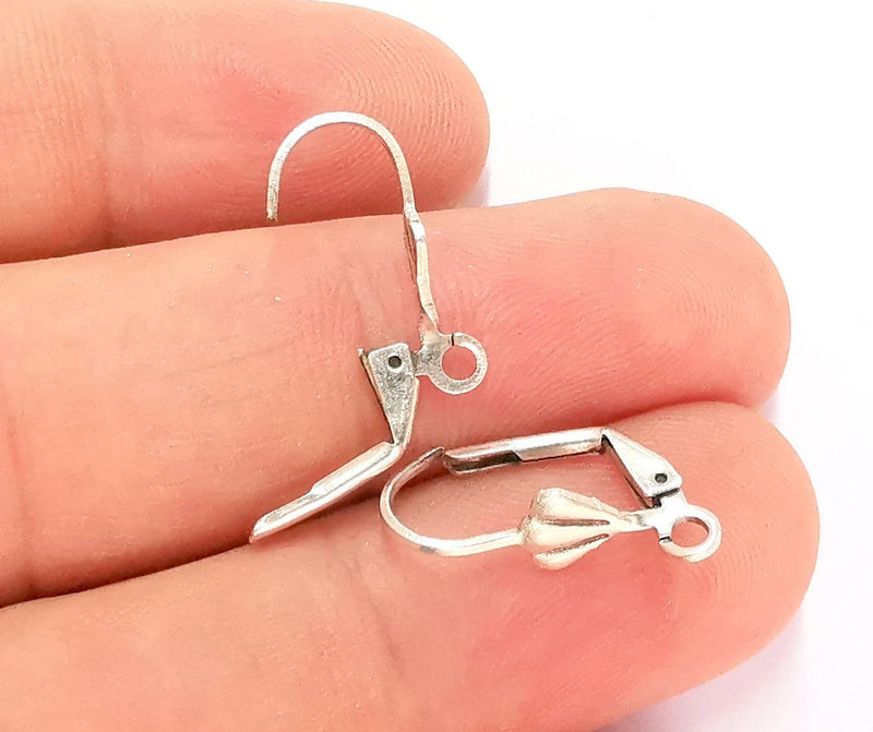 Earring Hook with Loop 10 Pcs (5 pairs)  Antique Silver Plated Brass Earring Hook ,Findings G22097