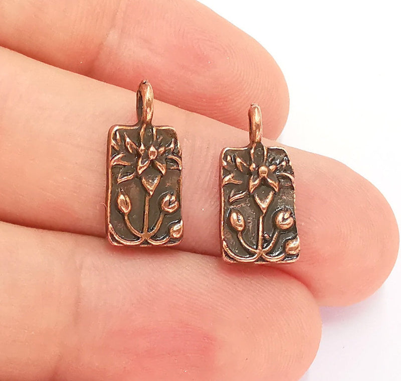 6 Lotus Charms Flower Charms Antique Copper Plated Charms (18x9mm)  G22096