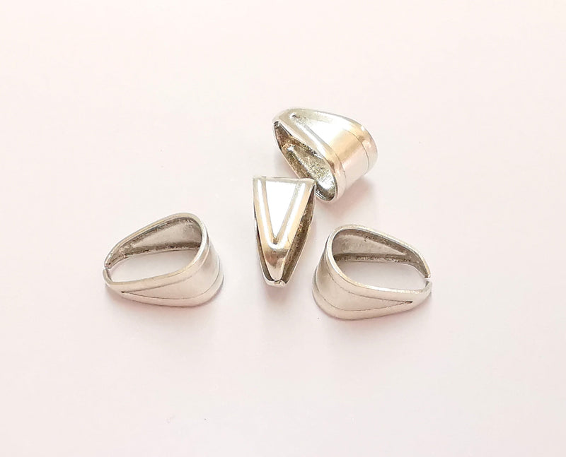 10 Silver Bails Antique Silver Plated Brass Findings (11x6 mm)  G22104