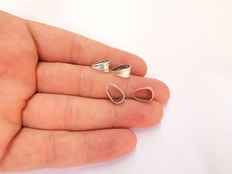 10 Silver Bails Antique Silver Plated Brass Findings (11x6 mm)  G22104