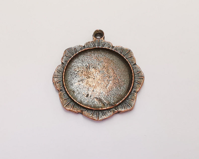 Flower Charms Blank Bezel Resin Bezel Mosaic Mountings Antique Copper Plated Charms (43x37mm)( 27 mm Bezel Inner Size)  G22112