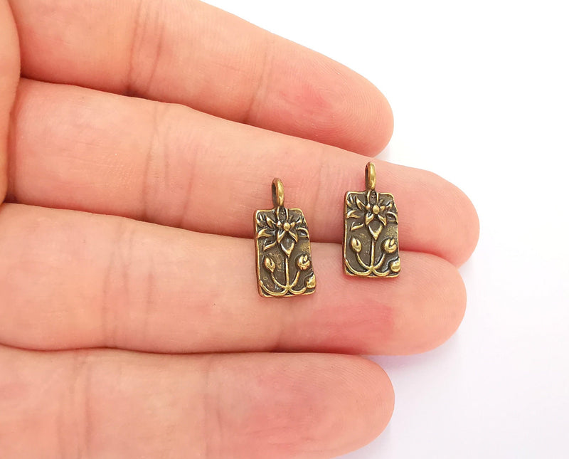 10 Lotus Charms Antique Bronze Plated Flowers Charms (18x9mm) G22117