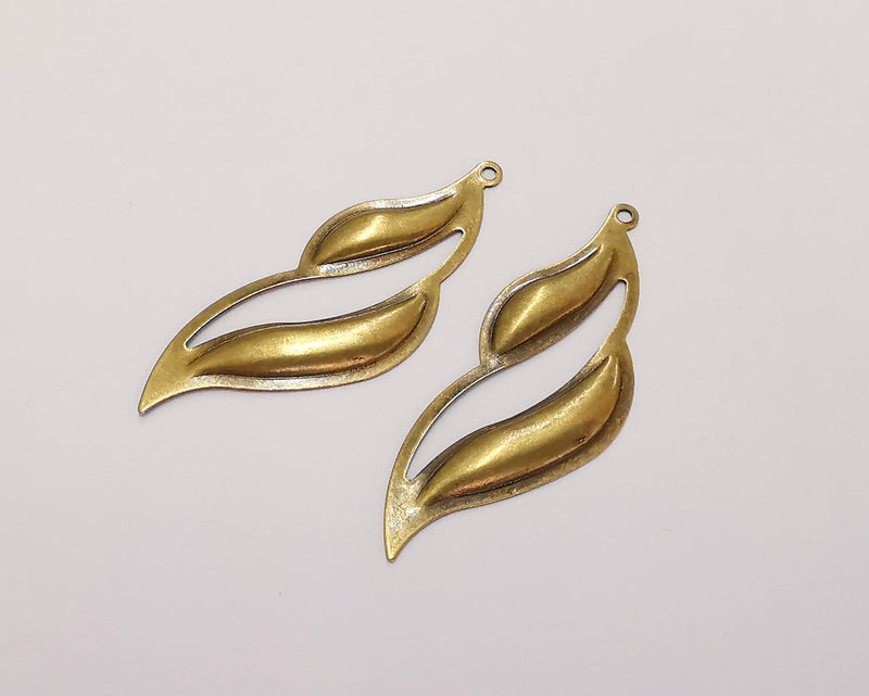 6 Smoke Shape Charm Antique Bronze Plated Brass Charm (43x16mm) G22115