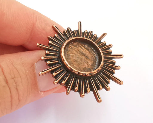 Sun Ring Blank Setting Textured Base Bezel inlay Ring Backs Glass Cabochon Mounting Adjustable Antique Copper Plated (16mm bezel ) G22122