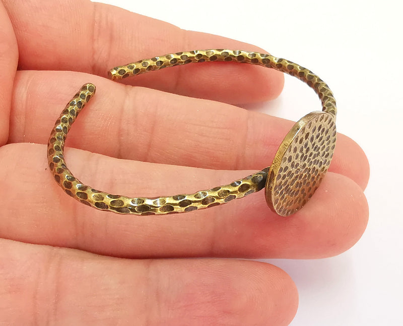 Bracelet Blank Cuff Bezel Bangle Blank Glass Cabochon Base Bezel Hammered Bracelet Adjustable Antique Bronze Bracelet (20mm ) G22124
