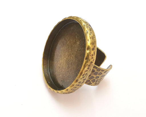 Antique Bronze Ring Setting Resin Ring Blank Cabochon Base inlay Ring Mounting Adjustable Ring Bezel (30mm) Antique Bronze Plated G22127