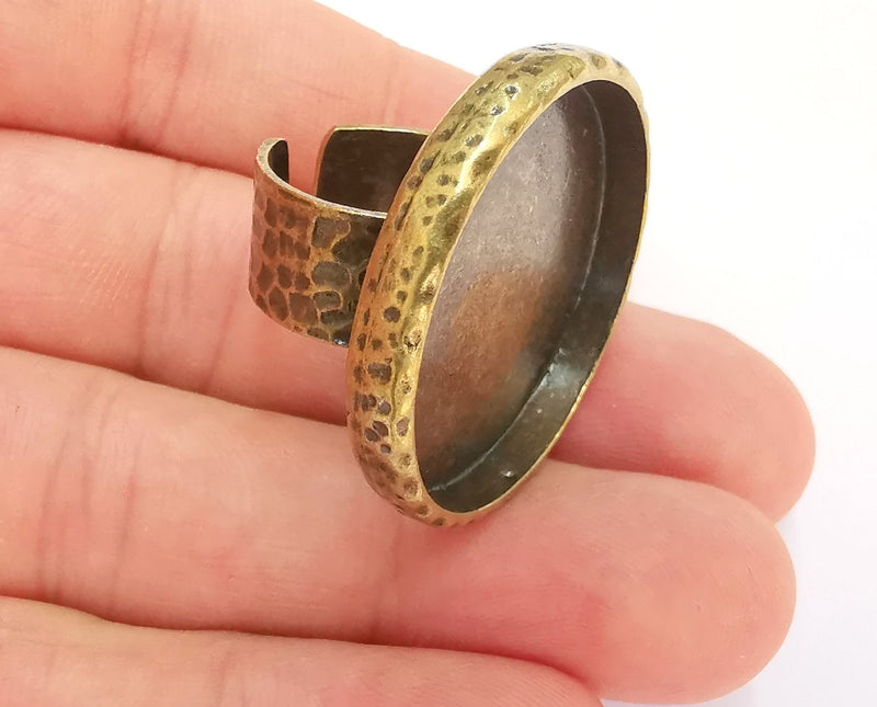 Antique Bronze Ring Setting Resin Ring Blank Cabochon Base inlay Ring Mounting Adjustable Ring Bezel (30mm) Antique Bronze Plated G22127