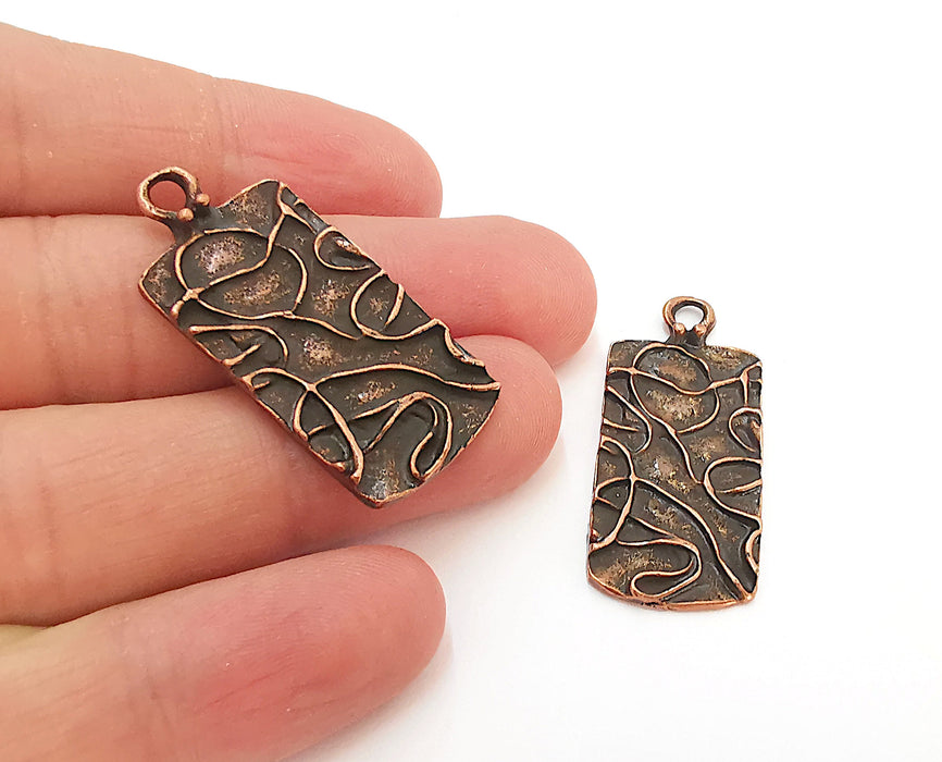 2 Copper Charms Antique Copper Plated Charms (40x18mm) G21641