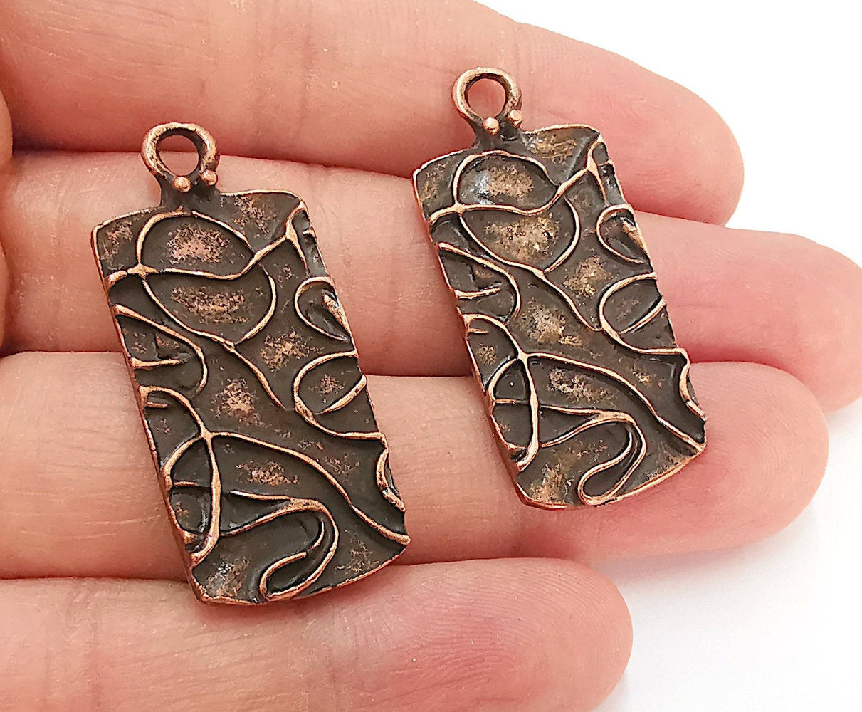 2 Copper Charms Antique Copper Plated Charms (40x18mm) G21641