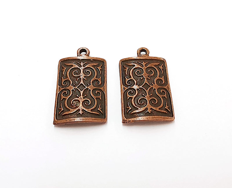 2 Copper Charms Antique Copper Plated Charm (34x19mm) G21651