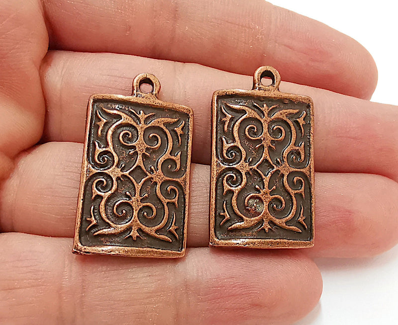 2 Copper Charms Antique Copper Plated Charm (34x19mm) G21651