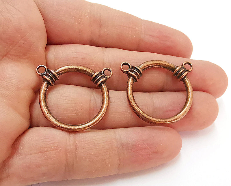 2 Charms Connector Antique Copper Plated Charms (28mm) G21652