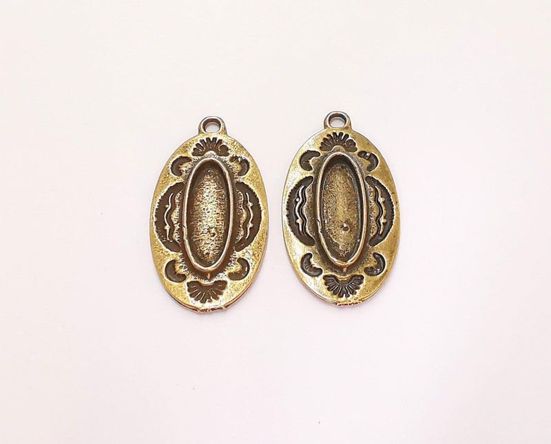 2 Antique Bronze Pendant Blank inlay Blank Mosaic Blank Resin Blank Bezel Base Setting Mountings Antique Bronze Plated(18x6mm blank) G22149