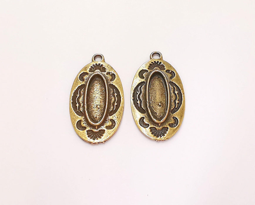 2 Antique Bronze Pendant Blank inlay Blank Mosaic Blank Resin Blank Bezel Base Setting Mountings Antique Bronze Plated(18x6mm blank) G22149