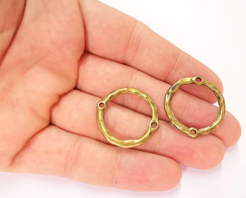 5 Antique Bronze Circle Connector Charms Antique Bronze Plated Charms (28mm)  G22152