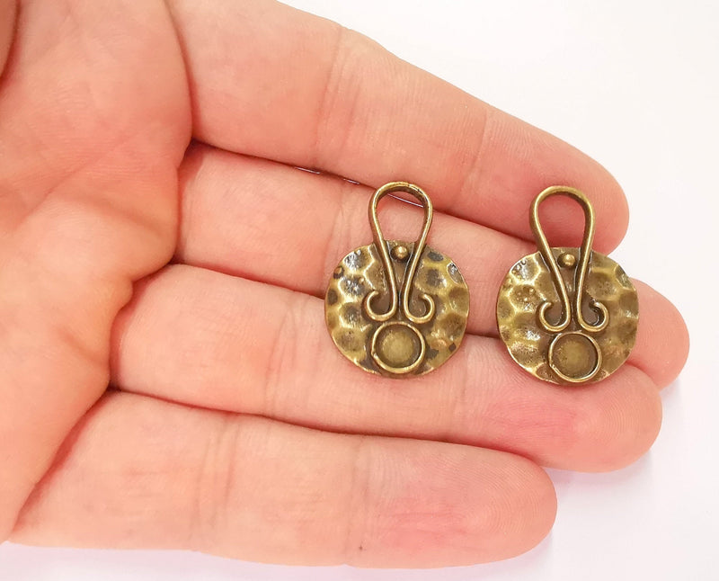 2 Antique Bronze Pendant Blank inlay Blank Mosaic Blank Resin Blank Bezel Base Setting Mountings Antique Bronze Plated(6mm blank) G22156