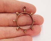 2 Ship Steering Wheel Charms Antique Copper Plated Charm (39x34mm) G22157