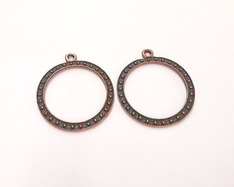 4 Circle Charms Antique Copper Plated Charm (37x32mm) G22158
