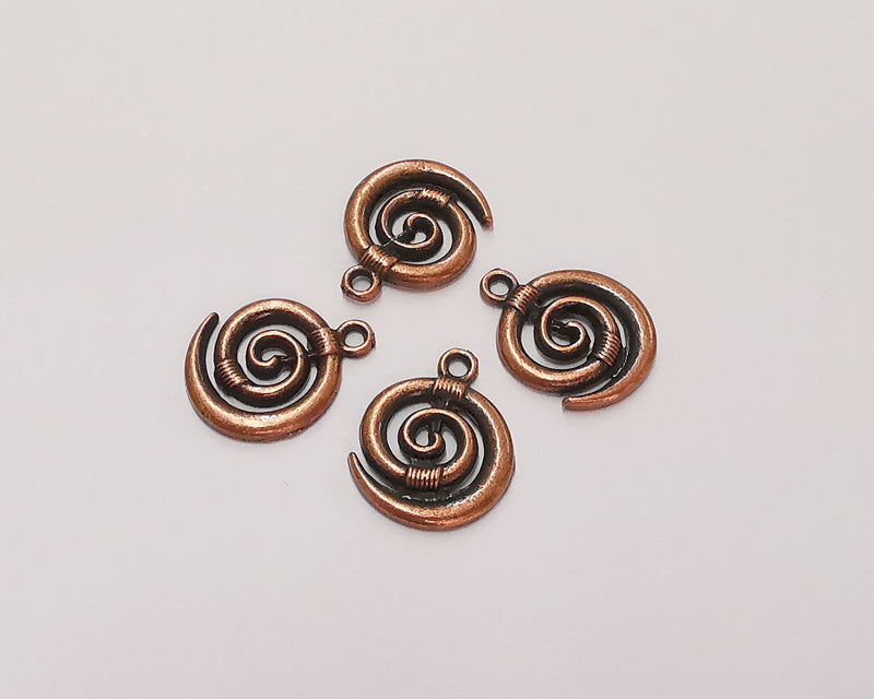 10 Spiral Charms Antique Copper Plated Charms (18x15mm) G22160