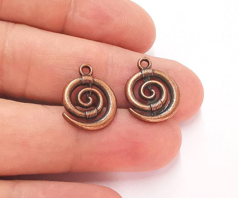 10 Spiral Charms Antique Copper Plated Charms (18x15mm) G22160