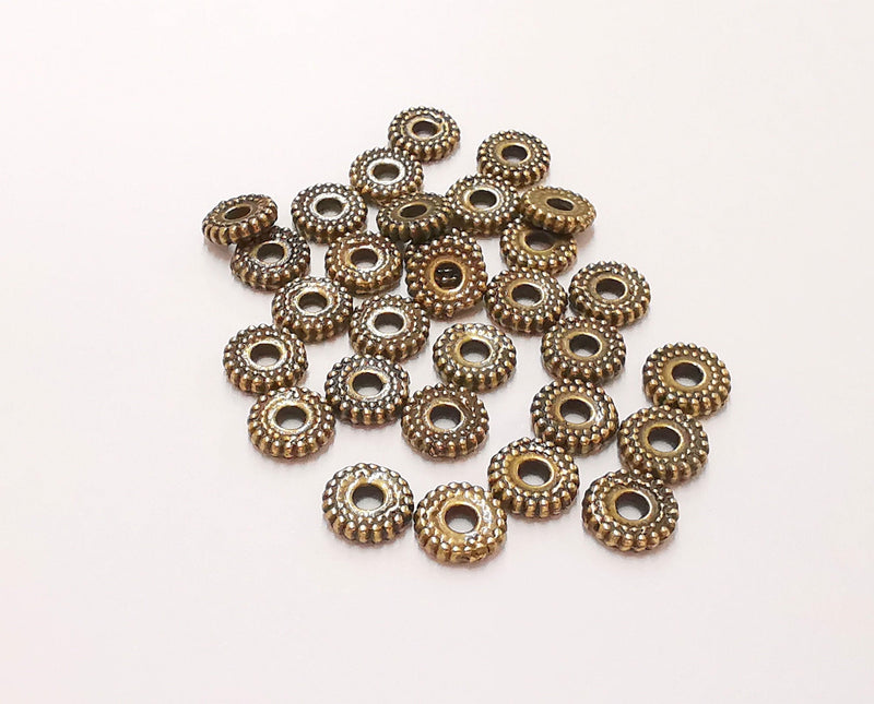20 Antique Bronze Rondelle Beads Antique Bronze Plated Beads (7mm)  G22161
