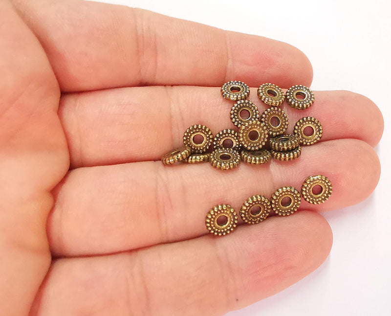 20 Antique Bronze Rondelle Beads Antique Bronze Plated Beads (7mm)  G22161