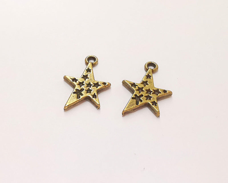 10 Star Charms Antique Bronze Charms (20x14mm) G22163