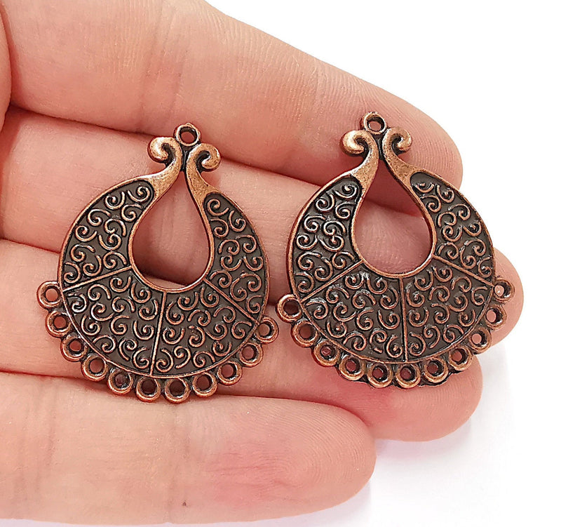 2 Copper Charms Connector Antique Copper Plated Charms (39x33mm)  G22145